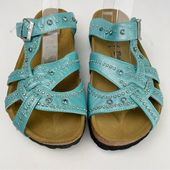 Birkenstock Betula Lambada Turquoise Teal Crystal Studded Sandals EUC - Picture 4 of 14